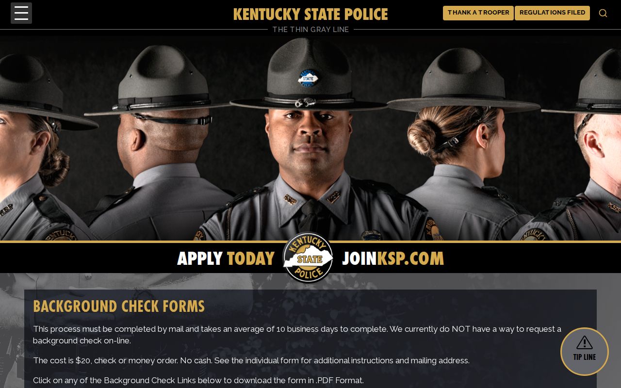 Bell County arrest records Kentucky State Police background check forms