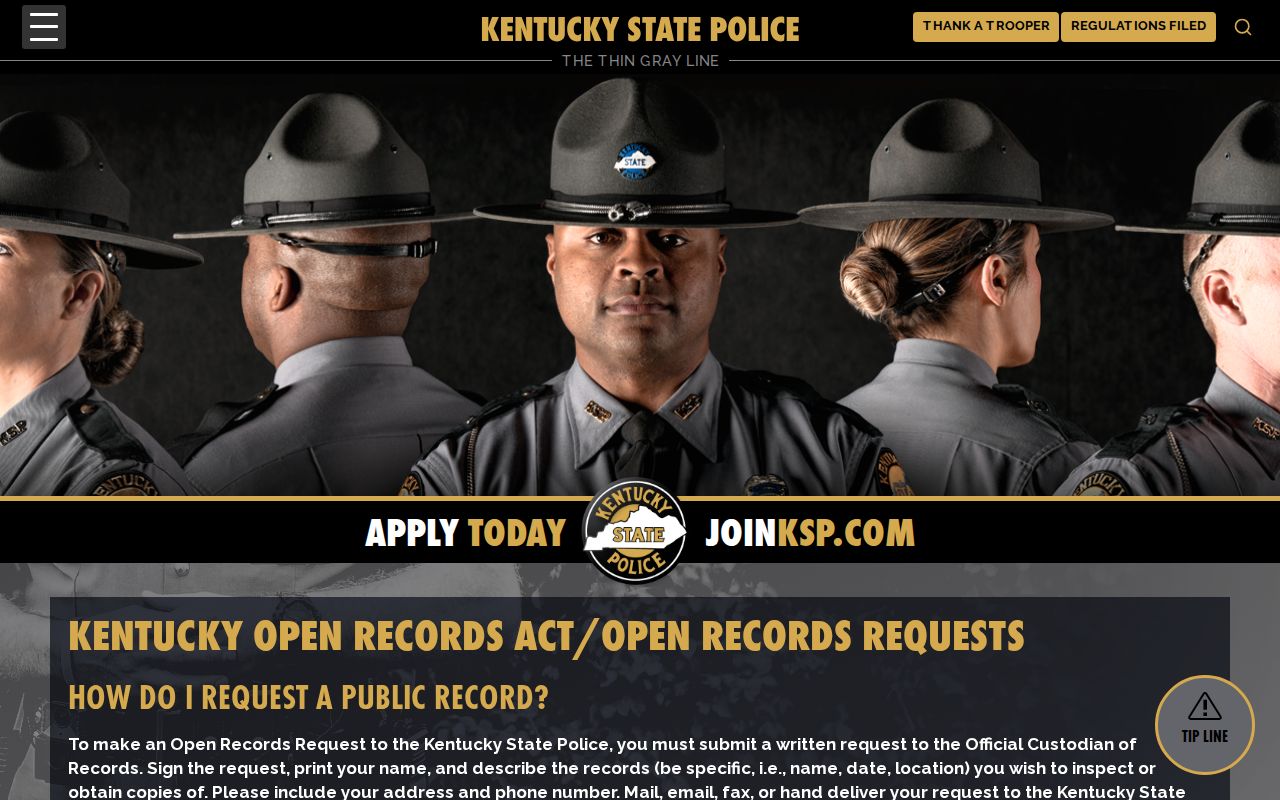 Bell County arrest records Kentucky State Police open records request route
