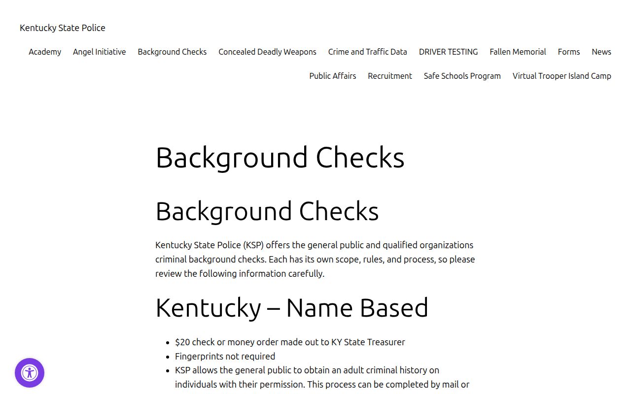 Bell County criminal history Kentucky State Police background checks
