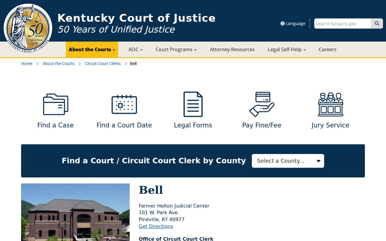 Bell County criminal history court and clerk information