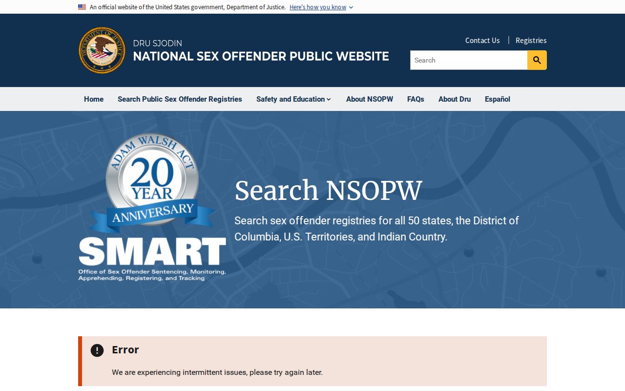 Bell County sex offender search through the national registry interface